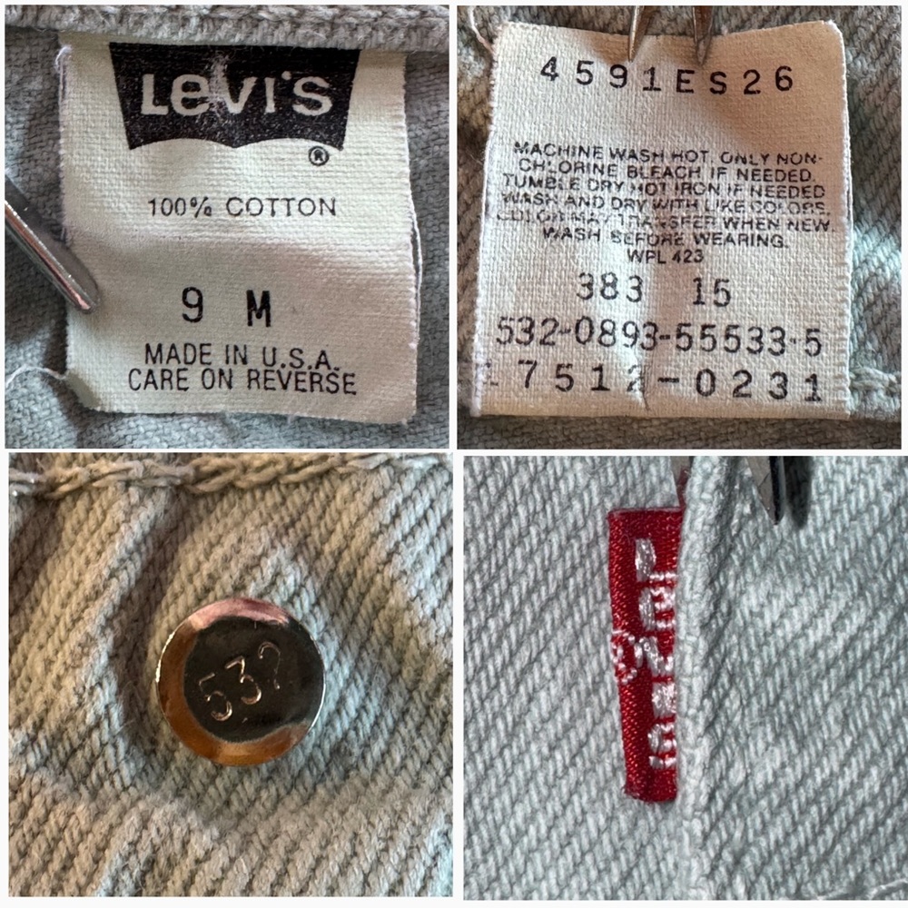 ‘93 Vintage LEVI’s 512 Slim Fit High-Rise Tapered Leg Green Jeans (W25/26 L31) - Picture 6 of 17
